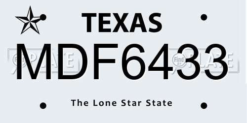 MDF6433 Texas License Plate