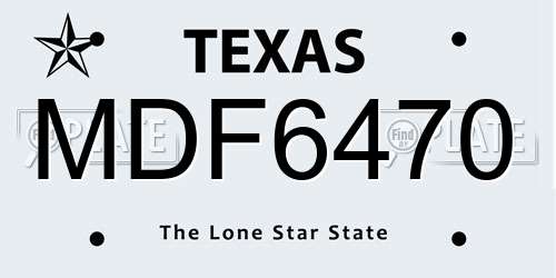 MDF6470 Texas License Plate