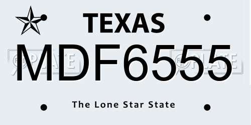 MDF6555 Texas License Plate
