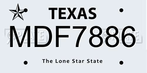 MDF7886 Texas License Plate