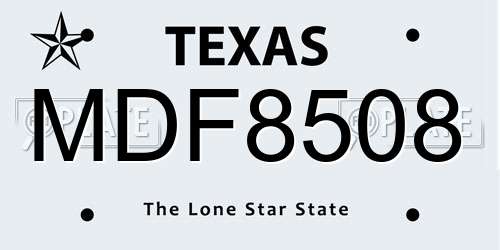 MDF8508 Texas License Plate