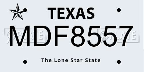 MDF8557 Texas License Plate