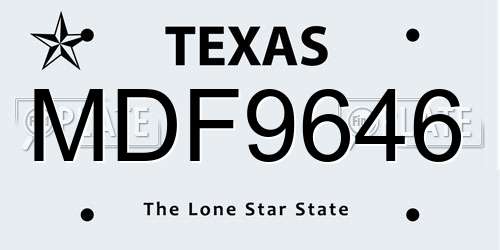 MDF9646 Texas License Plate