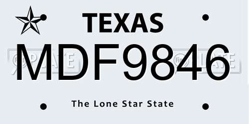MDF9846 Texas License Plate