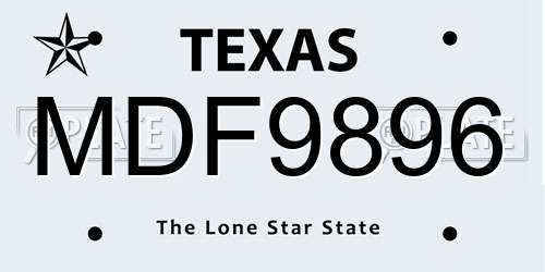 MDF9896 Texas License Plate