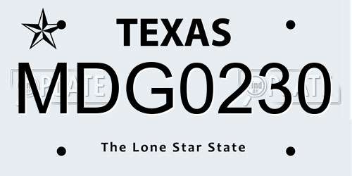 MDG0230 Texas License Plate