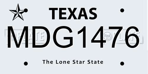 MDG1476 Texas License Plate