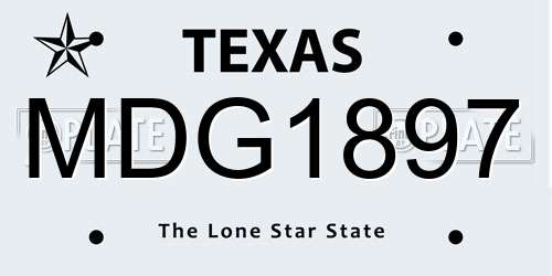 MDG1897 Texas License Plate