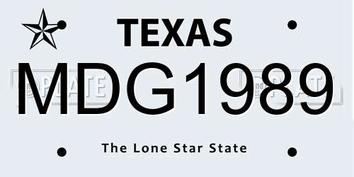 MDG1989 Texas License Plate