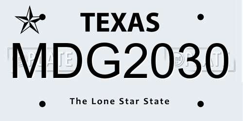 MDG2030 Texas License Plate