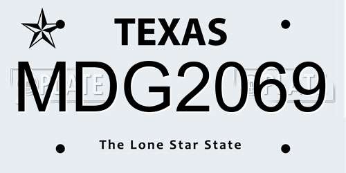 MDG2069 Texas License Plate