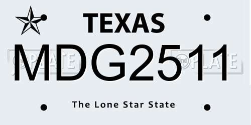 MDG2511 Texas License Plate