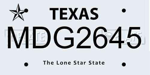 MDG2645 Texas License Plate