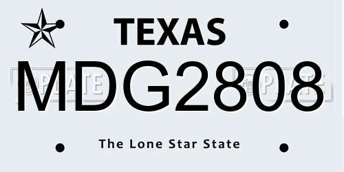 MDG2808 Texas License Plate