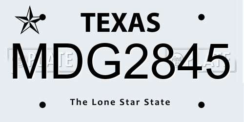 MDG2845 Texas License Plate