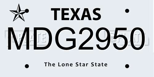 MDG2950 Texas License Plate