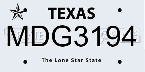 MDG3194 Texas License Plate