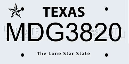 MDG3820 Texas License Plate