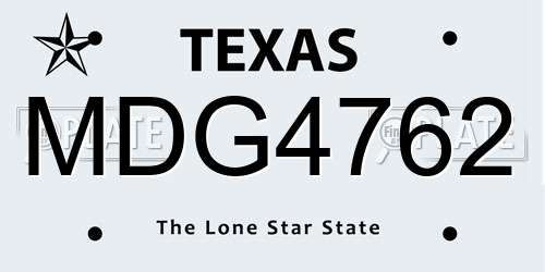 MDG4762 Texas License Plate