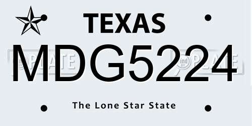MDG5224 Texas License Plate