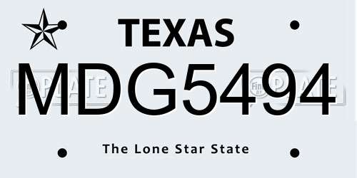 MDG5494 Texas License Plate