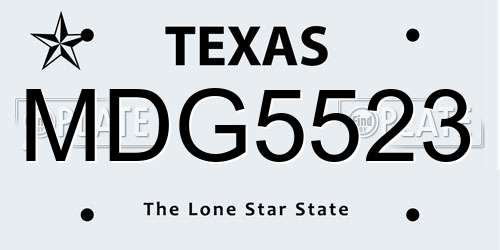 MDG5523 Texas License Plate