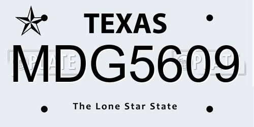 MDG5609 Texas License Plate
