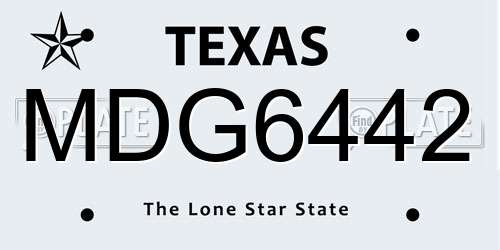 MDG6442 Texas License Plate