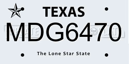 MDG6470 Texas License Plate