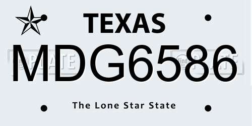 MDG6586 Texas License Plate