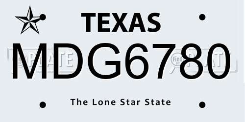 MDG6780 Texas License Plate