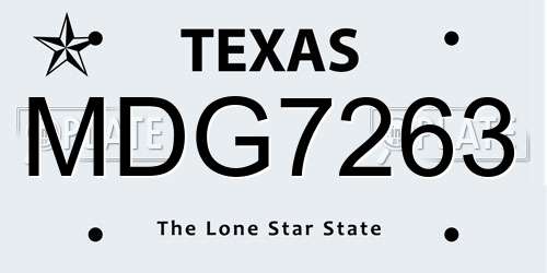 MDG7263 Texas License Plate