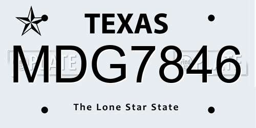 MDG7846 Texas License Plate