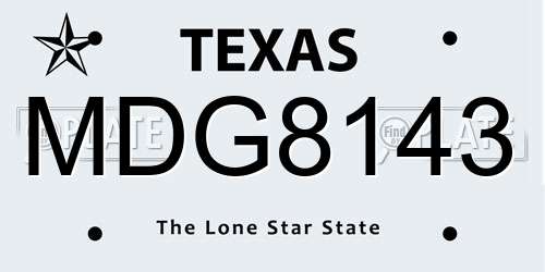 MDG8143 Texas License Plate