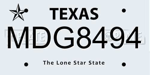 MDG8494 Texas License Plate