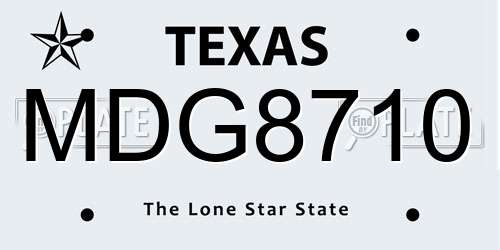 MDG8710 Texas License Plate
