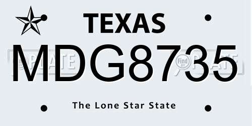 MDG8735 Texas License Plate