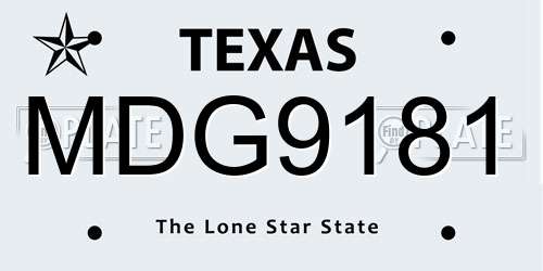 MDG9181 Texas License Plate