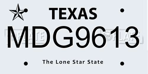 MDG9613 Texas License Plate