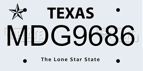 MDG9686 Texas License Plate