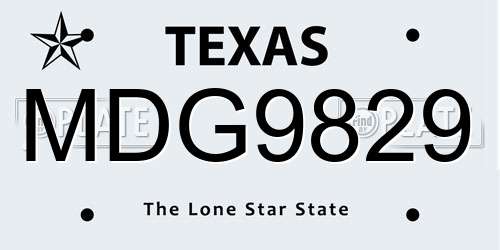 MDG9829 Texas License Plate