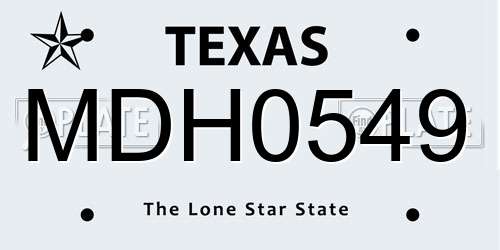 MDH0549 Texas License Plate