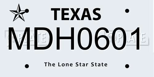 MDH0601 Texas License Plate