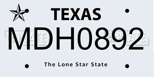 MDH0892 Texas License Plate