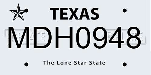 MDH0948 Texas License Plate