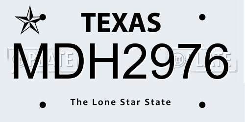 MDH2976 Texas License Plate