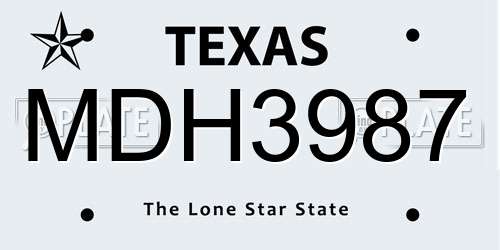 MDH3987 Texas License Plate