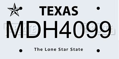 MDH4099 Texas License Plate