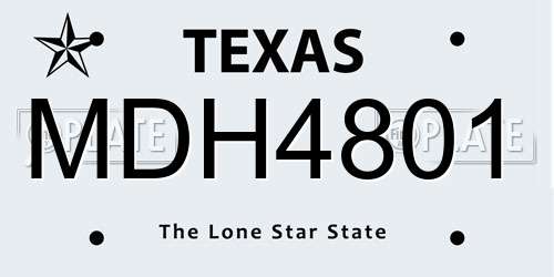 MDH4801 Texas License Plate