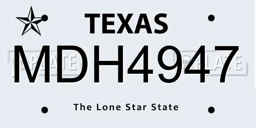 MDH4947 Texas License Plate